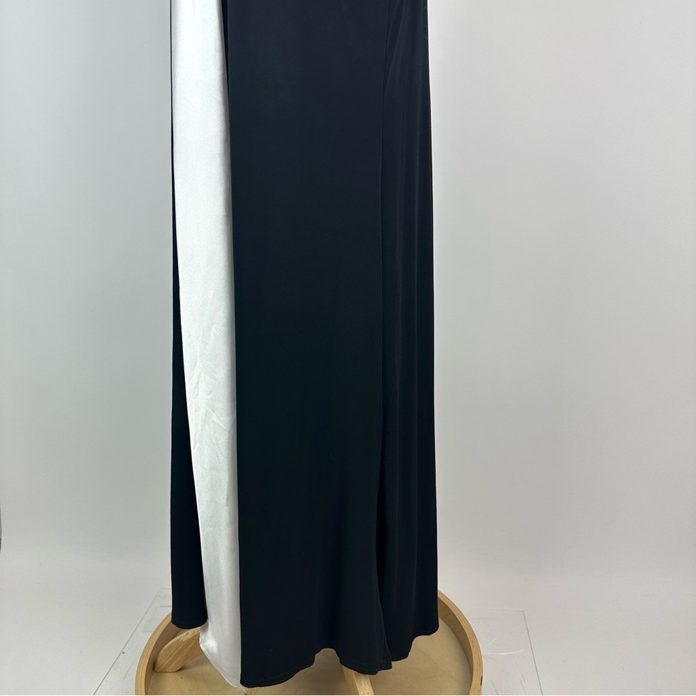 Jessica McClintock Black White Contrast Jersey Stretch Halter Dress Size 6 - Picture 8 of 12